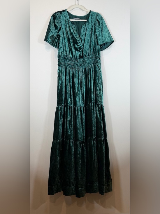 Anthropologie Dresses & Skirts - Anthropologie Somerset Velvet Emerald Green Velvet Tiered V-NeckMaxi Dress M
